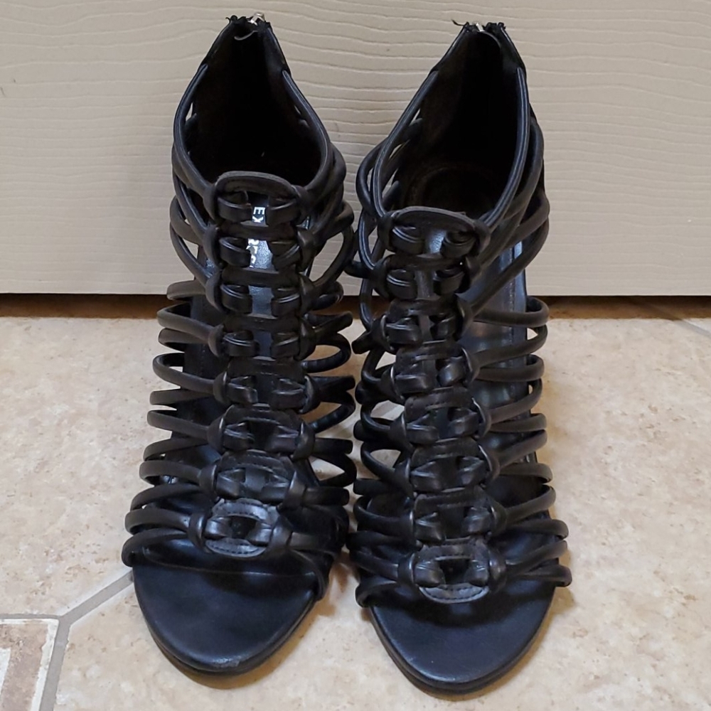 Express Black Gladiator Wedges